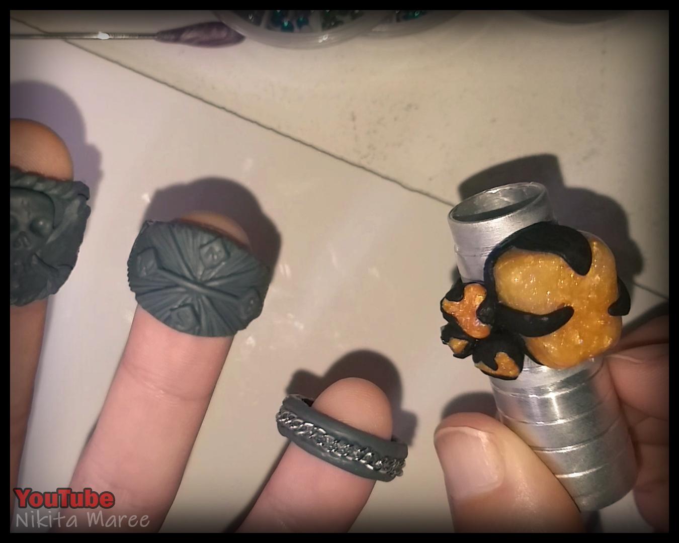 How to make jewellery rings from polymer clay. Clay sculpting tutorial pirate rings (44).jpg