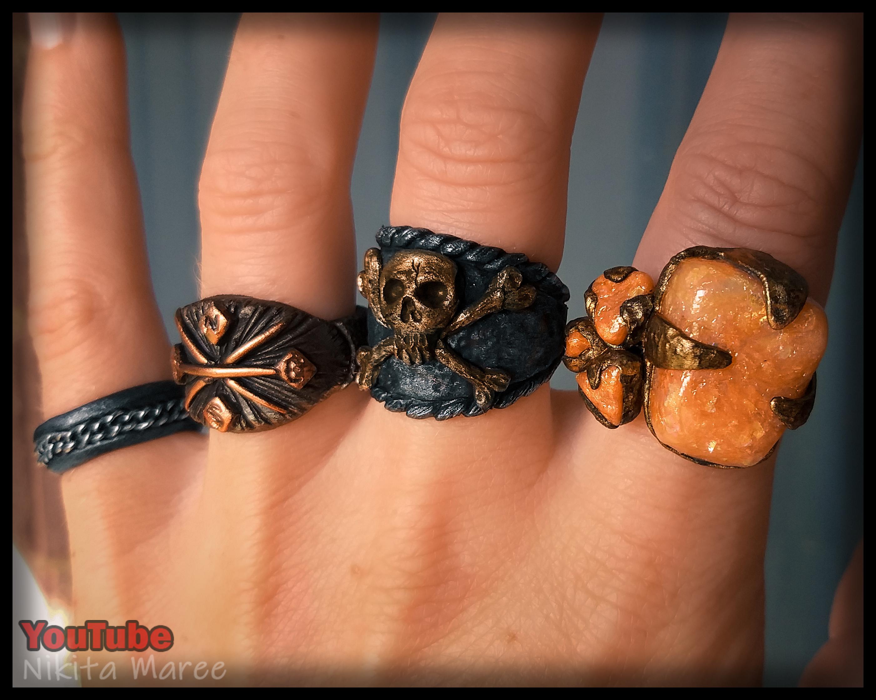 How to make jewellery rings from polymer clay. Clay sculpting tutorial pirate rings (49).jpg