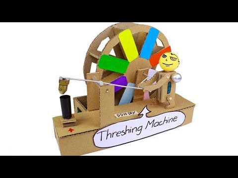 How to make mini Threshing Machine from Cardboard