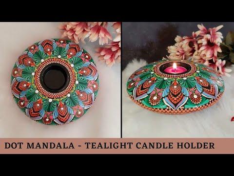 How to paint Dot Mandala Tealight candle holder | Dot mandala for beginners | Leisure Space