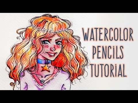 How to use WATERCOLOR PENCILS: Draw Curly Hair Anime Girl | Drawing Tutorial for Beginners