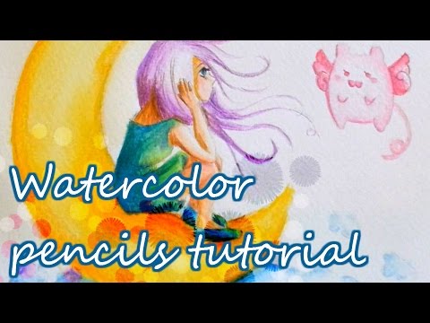 How to use WATERCOLOR PENCILS: manga girl | Come usare le MATITE ACQUERELLABILI: ragazza manga