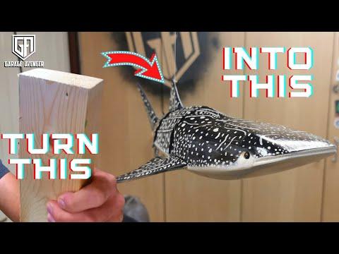 I carve a Swimming Whale Shark from a 2x4