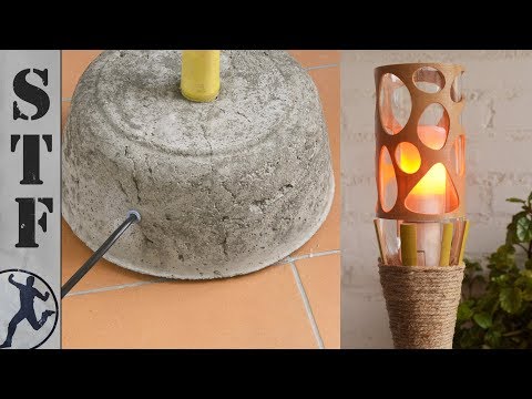 I made a Concrete Tiki Torch Lamp