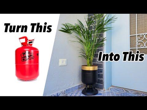 I made a Modern Planter out of this empty Helium Gas Cylinder