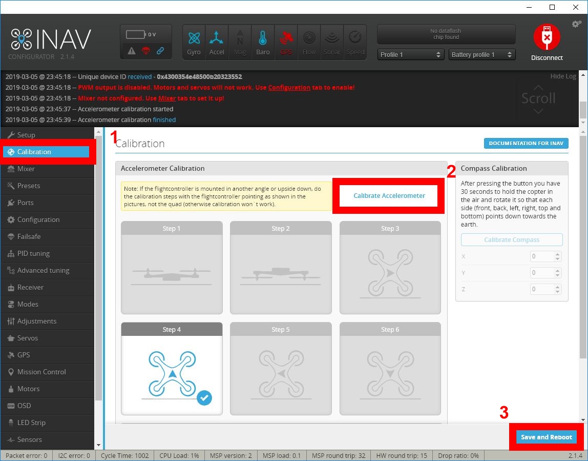 Inav Calibrate Accelerometers Omnibus F4 PRO.JPG
