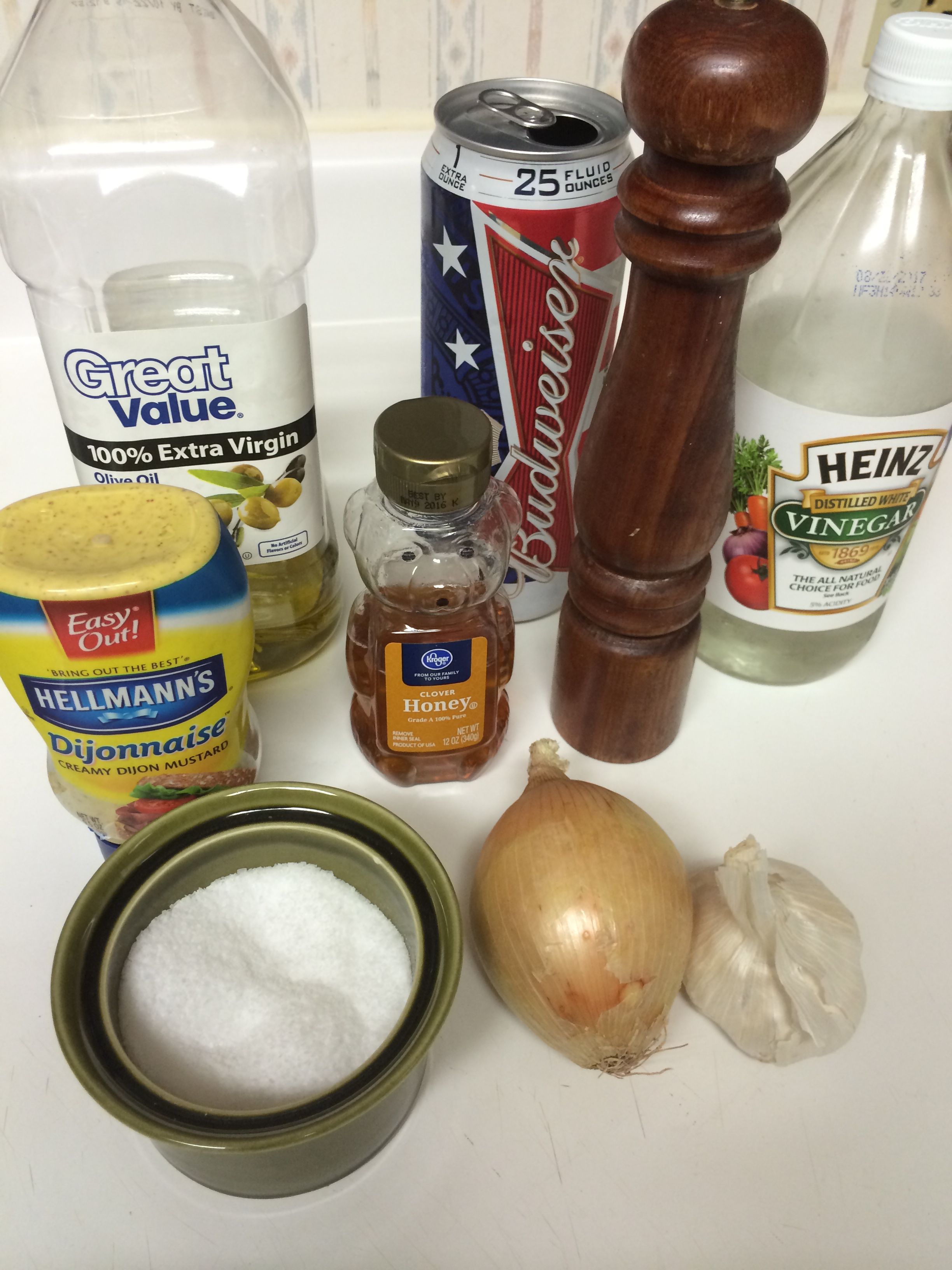 Ingredients required to prepare Beer Salad dressing.JPG