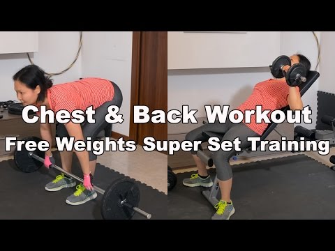 Intense Chest &amp;amp; Back Free Weights Workout - Superset Strength Training # 2