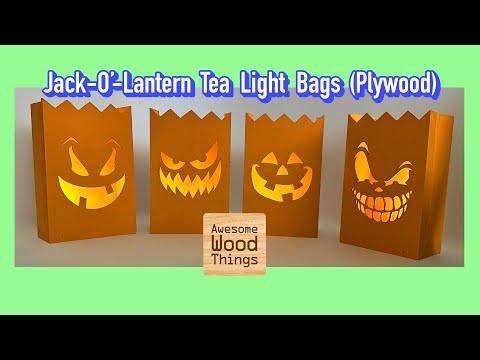 Jack-O'-Lantern Tea Light Bags Made with Plywood (Halloween)