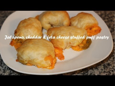 Jalapeno, cheddar &amp;amp; feta cheese stuffed puff pastry recipe