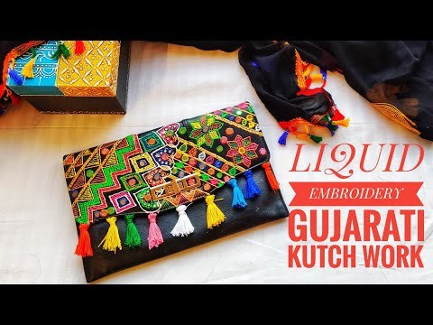 Kutch Work Purse || Liquid Embroidery on Fabric || Navratri 2020 Craft Ideas || Embroidery of kutch