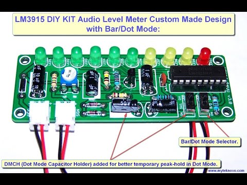 LM3915 DIY KIT Audio Sound LED VU Level Meter v3.0 Custom PCB