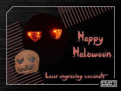 Laser engraved coconut Jack-O-lantern | Atelier Num&amp;eacute;ro 3