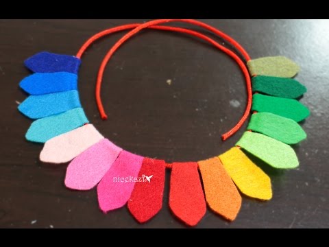 Leftover felt necklace: Rainbow colors