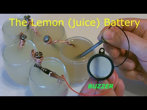 Lemon Battery - Powers an Electric Buzzer! (and more...) - Homemade &amp;quot;lemon juice&amp;quot; Battery - Easy DIY