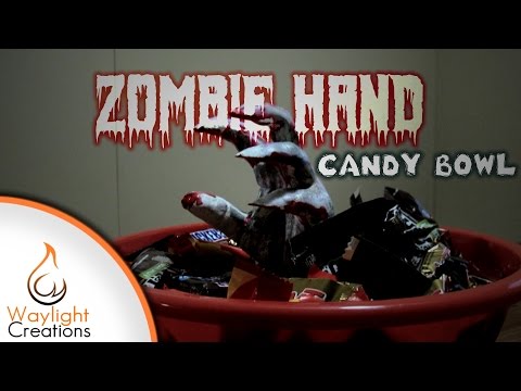 Make A Zombie Hand Candy Bowl