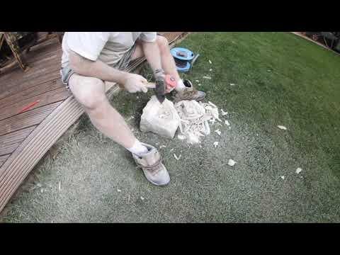 Making a bird bath out of a piece of limestone