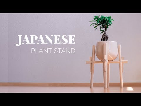 Midcentury Japanese Plant Stand - DIY woodworking without screws and glue