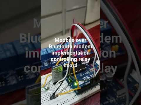 Modbus over Bluetooth serial modem controlling relay board using Arduino Uno as slave