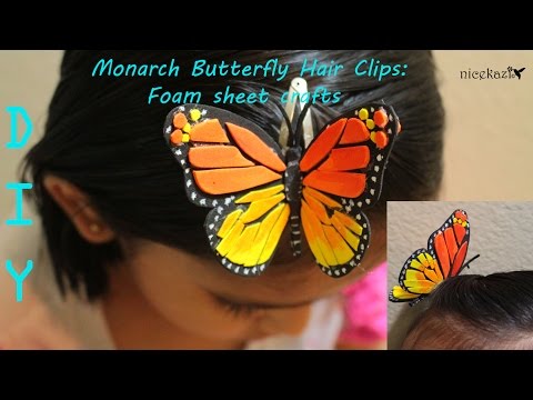 Monarch Butterfly Hair Clips: Foam sheet crafts