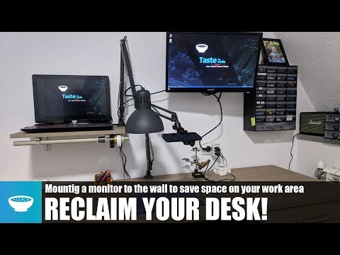 Mount a monitor to the wall - reclaim your desk! //Desk Optimization