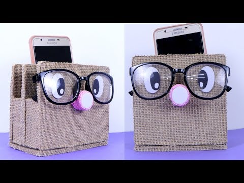 New DIY Spects &amp;amp; Mobile Holder - Easy DIY Craft Ideas from Jute &amp;amp; Cardboard