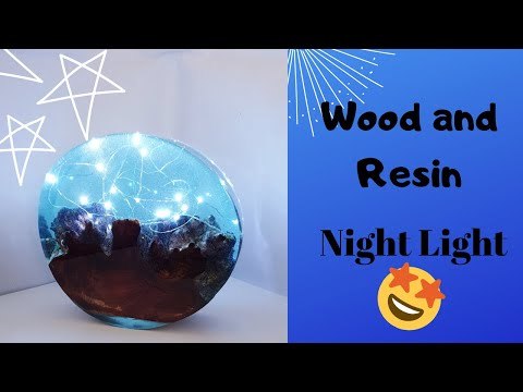 Night Lamp with resin and burr wood.