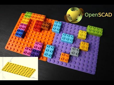 OpenSCAD linear and circular pattern Lego Duplo build plate for 3d printing