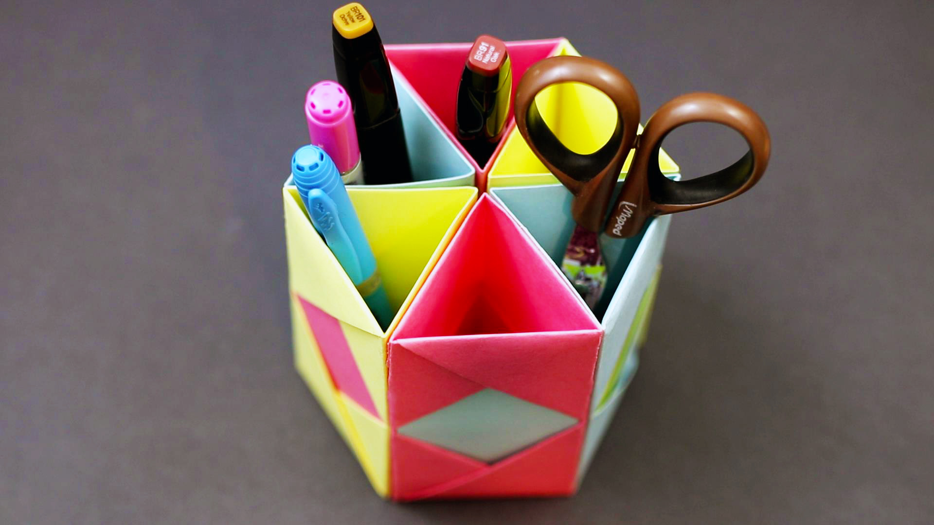 Origami pencil holder desk organizer how to make an easy sunderorigami.jpg