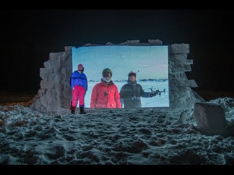 Outdoor Movie Theater: Snow Wall Projection