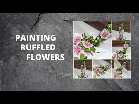 PAINTING RUFFLED FLOWERS | Painting on Bottles Tutorial | Easy | Relaxing | Aressa1 | 2020