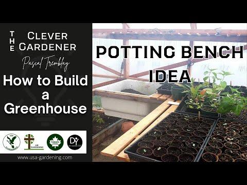 POTTING BENCH IDEA FOR A GREENHOUSE | WITH RECYCLED DRY SINK FROM A LAUNDRY TUB