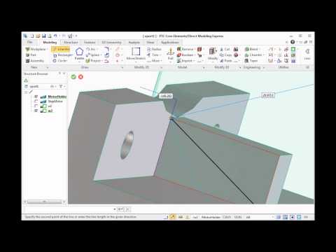 PTC Creo Elements Direct Modeling Express tutorial 2, part 3 - build a holder for the step motor