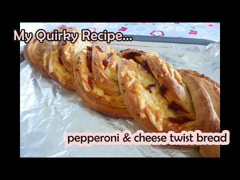 Pepperoni &amp;amp; Cheese Twist Bread - no mixer or breadmaker (辣腸起司花捲麵包)