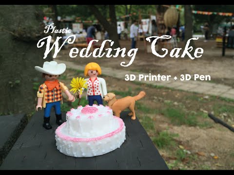 Plastic Wedding Cake = 3D printer + 3D pen