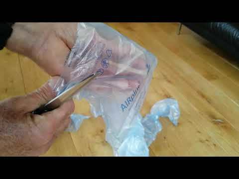 Plastic glove upcycled from plastic air bag bubble packaging padding