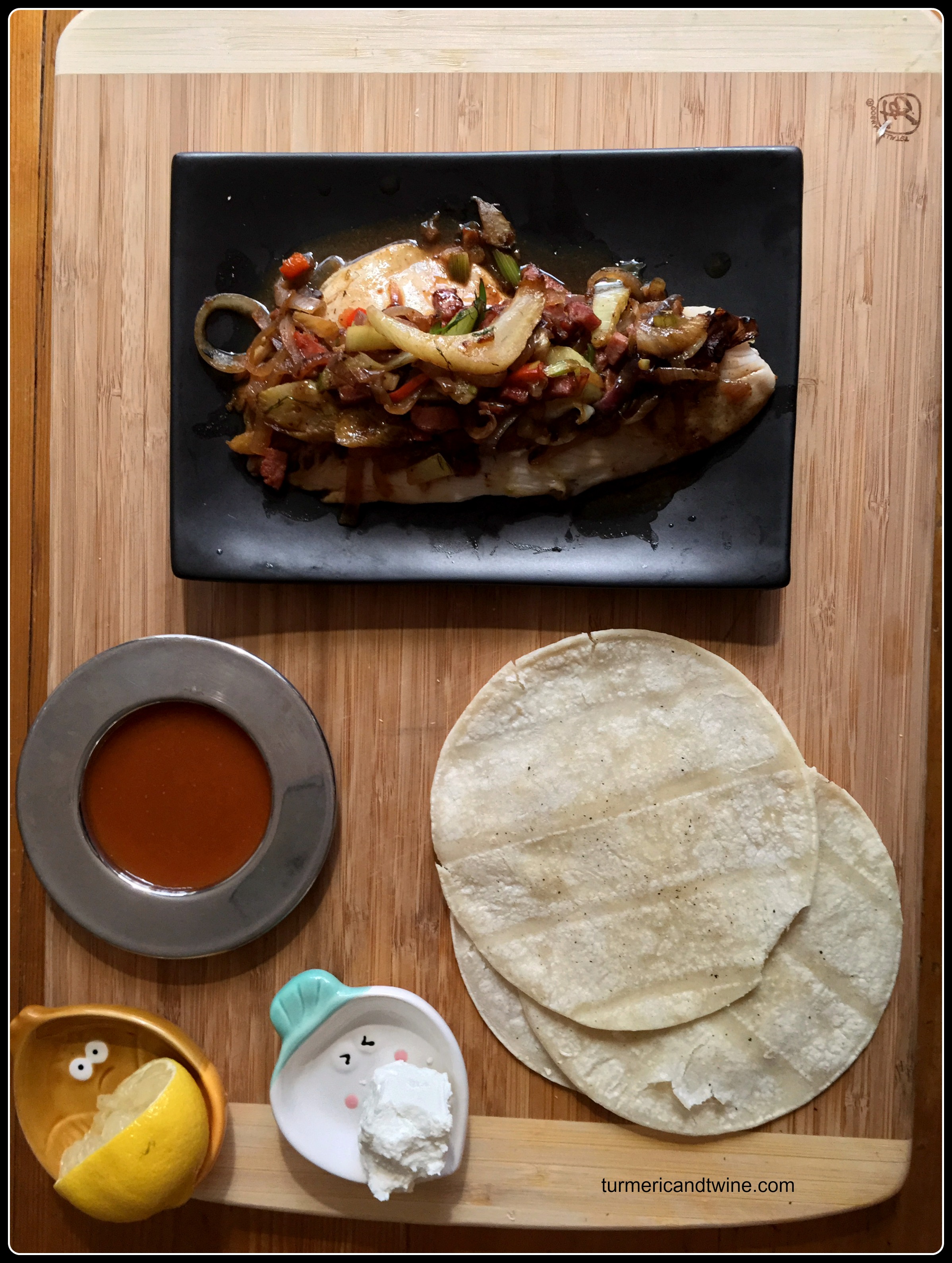 Pomegranate molasses marinated tilapia tacos with fennel kielbasa salsa.jpg