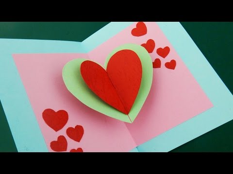 Pop up card (floating heart) - how to make a mini card with a pop out heart - EzyCraft