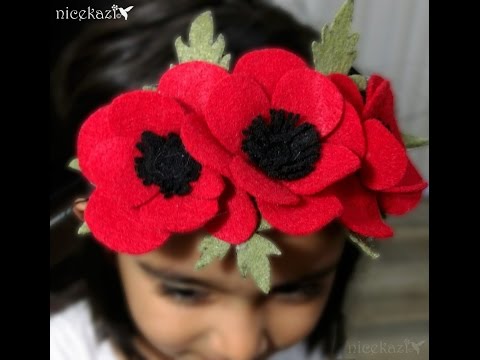 Poppy flower headband:Spring floral headband