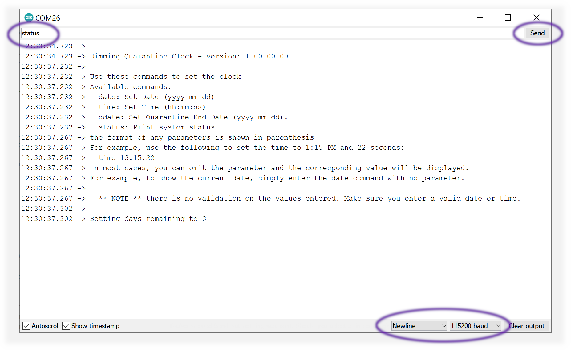 Quarantine Clock - Serial Monitor 01.png