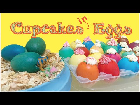 Rainbow Cupcakes in Eggs ! Dinosaur Eggs, Easter Eggs, Whatever Eggs !