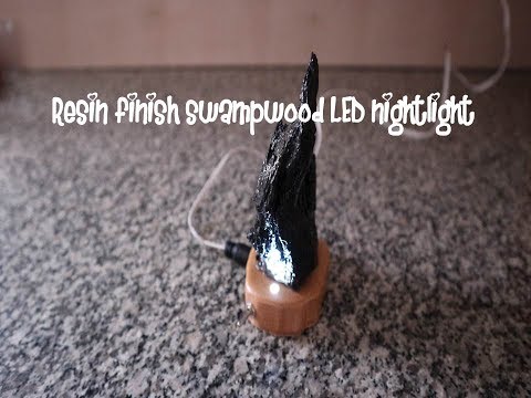 Resin finish swampwood LED nightlight DIY, Homemade, Beech, epoxy