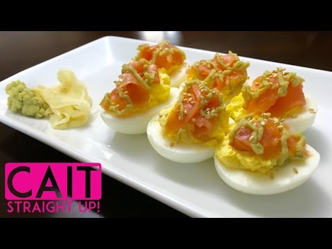 Salmon Deviled Eggs Recipe With Wasabi | Cait Straight Up