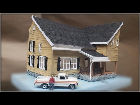 Scale Model House Smaller Than a Sheet of Paper (1/64 Farm Diorama)