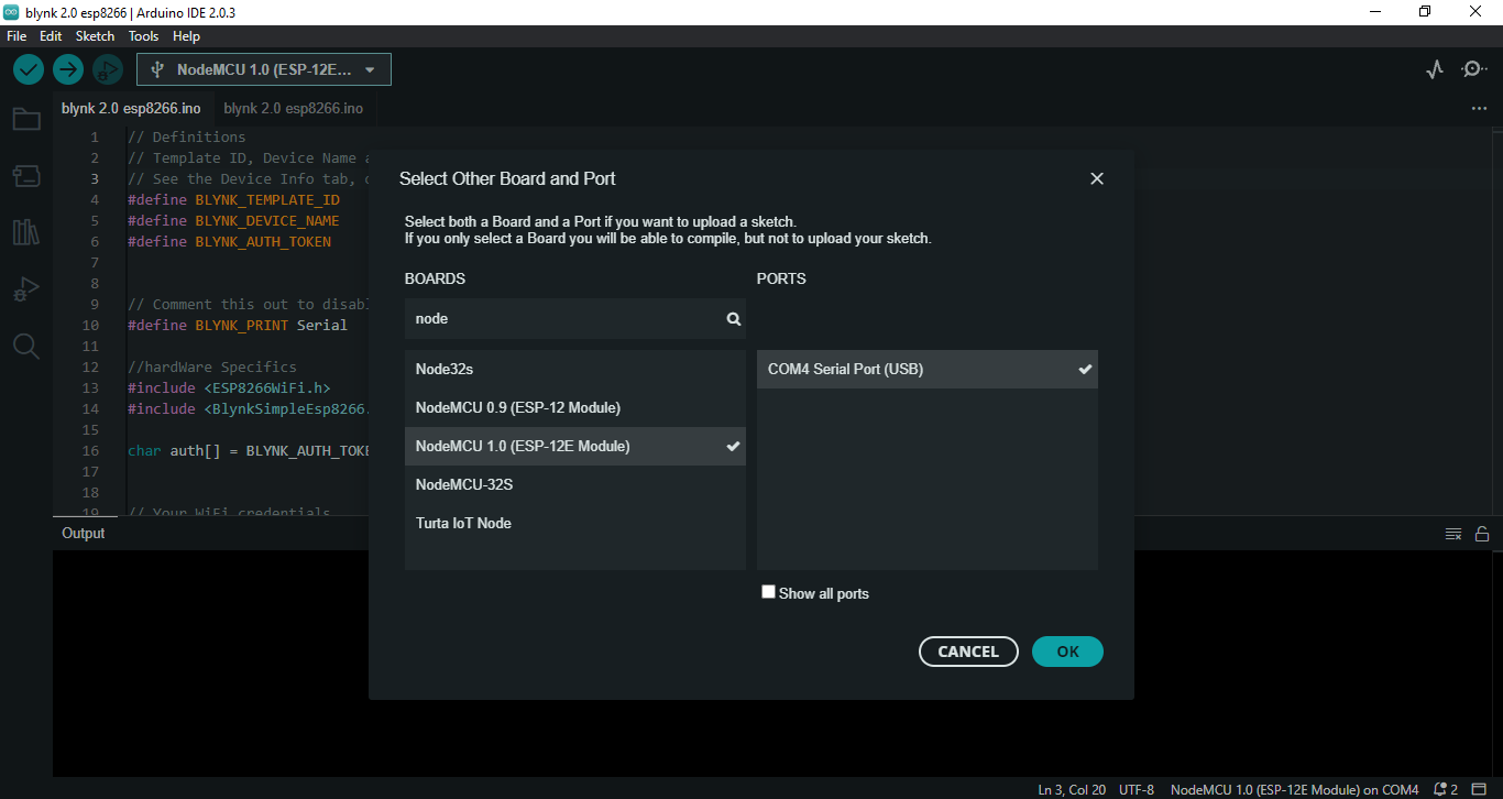 Select esp8266 port on ardunio ide port not connected.PNG