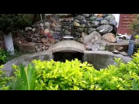 Self-made Stone-Fountain in backyard