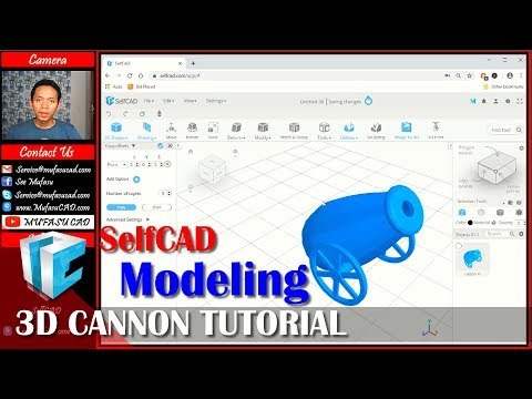 SelfCAD 3D Cannon Modeling Tutorial For Beginner