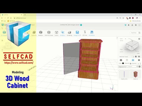 SelfCAD 3D Modeling Wood Cabinet Tutorial