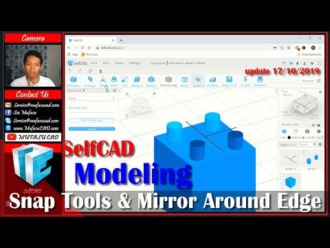 SelfCAD Snap Tools And Mirror Around Edge Tutorial For Beginner