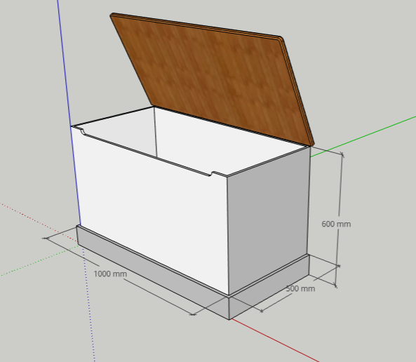 Sketchup screen shot - toybox dimension.PNG